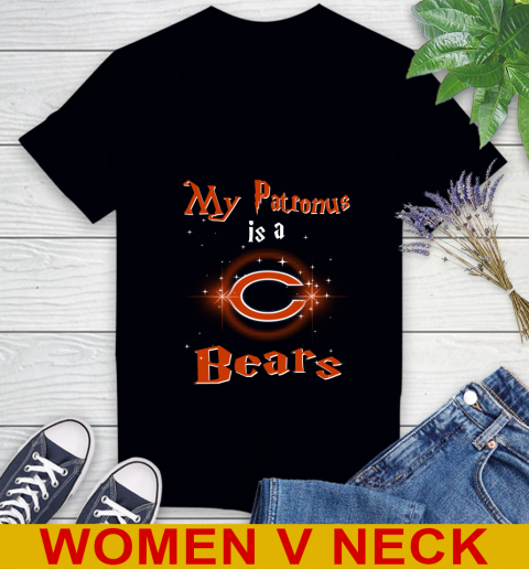 NFL Football Harry Potter My Patronus Is A Chicago Bears Women's V-Neck T-Shirt