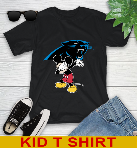 Carolina Panthers NFL Football Dabbing Mickey Disney Sports Youth T-Shirt 2