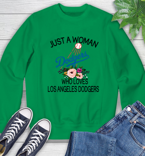 MLB Just A Woman Who Loves Los Angeles Dodgers Baseball Sports Sweatshirt 4