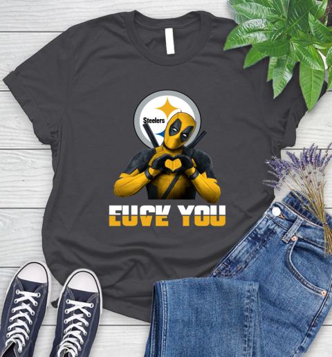 NHL Pittsburgh Steelers Deadpool Love You Fuck You Football Sports Women's T-Shirt 8