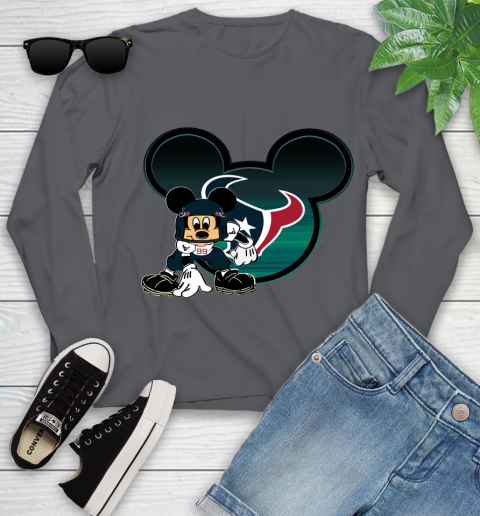 NFL Houston Texans Mickey Mouse Disney Football T Shirt Youth Long Sleeve 8