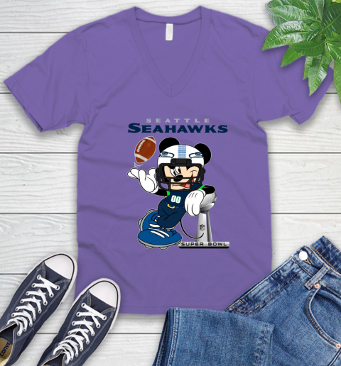 NFL Seattle Seahawks Mickey Mouse Disney Super Bowl Football T Shirt V-Neck T-Shirt 10