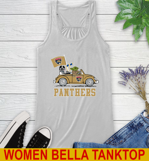 NHL Hockey Florida Panthers Darth Vader Baby Yoda Driving Star Wars Shirt Racerback Tank