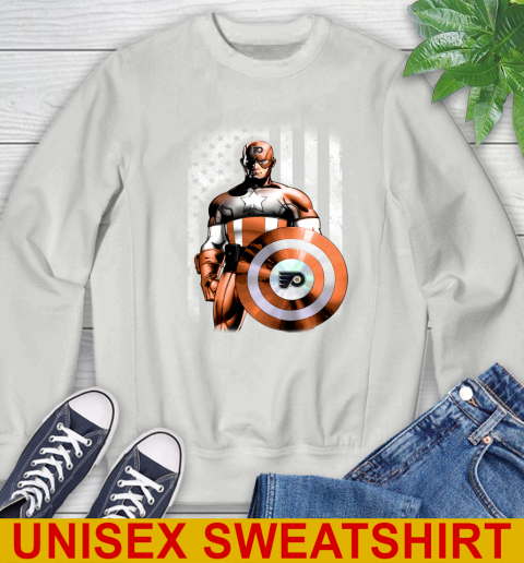Philadelphia Flyers NHL Hockey Captain America Marvel Avengers American Flag Shirt Sweatshirt 5