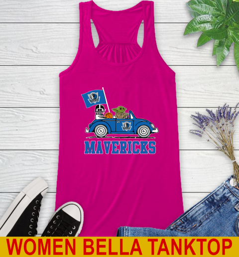 NBA Basketball Dallas Mavericks Darth Vader Baby Yoda Driving Star Wars Shirt Racerback Tank 8