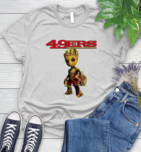 San Francisco 49ers NFL Football Groot Marvel Guardians Of The Galaxy Women's T-Shirt