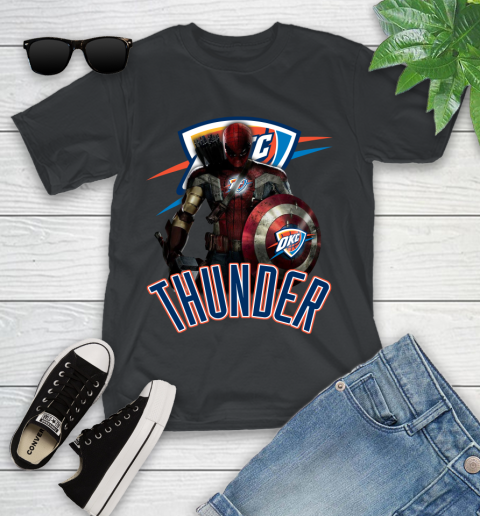 Oklahoma City Thunder NBA Basketball Captain America Thor Spider Man Hawkeye Avengers Youth T-Shirt 2