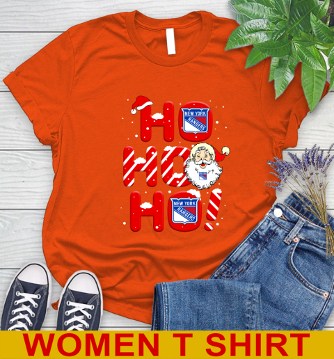 New York Rangers NHL Hockey Ho Ho Ho Santa Claus Merry Christmas Shirt Women's T-Shirt 3