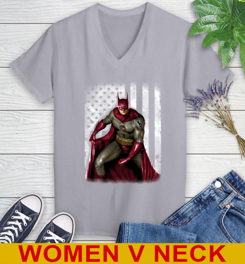 Houston Texans NFL Football Batman DC American Flag Shirt Women's V-Neck T-Shirt 4