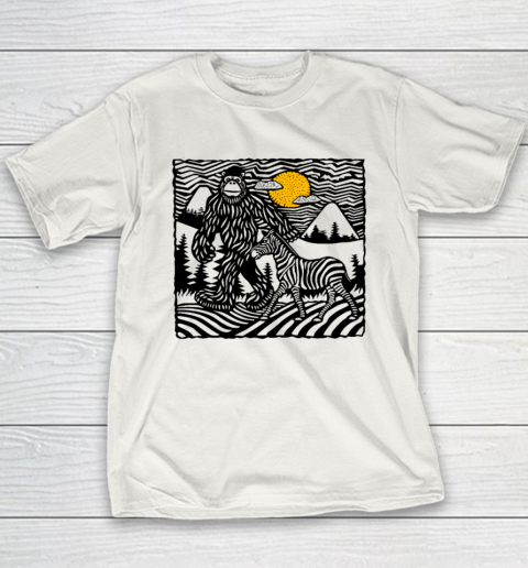 Bigfoot And Zebra In the Mountains Funny Youth T-Shirt