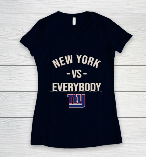 New York Giants Vs Everybody Women's V-Neck T-Shirt 2