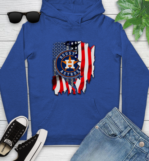 Houston Astros MLB Baseball American Flag Youth Hoodie 11