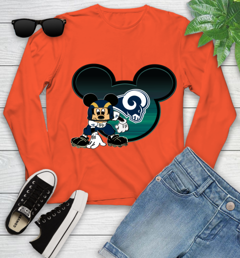 NFL Los Angeles Rams Mickey Mouse Disney Football T Shirt Youth Long Sleeve 4