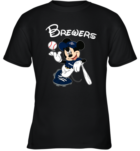 Baseball Mickey Team Milwaukee Brewers Youth T-Shirt