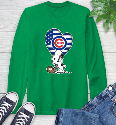 Chicago Cubs MLB Baseball The Peanuts Movie Adorable Snoopy Long Sleeve T-Shirt 7
