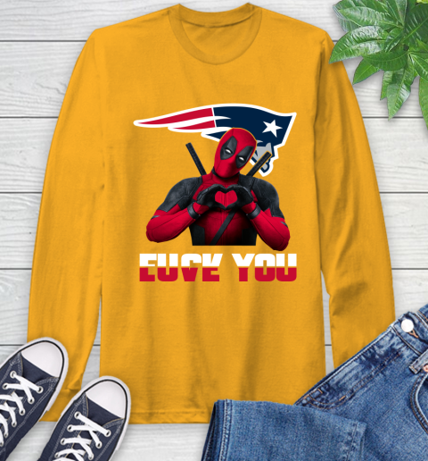 NHL New England Patriots Deadpool Love You Fuck You Football Sports Long Sleeve T-Shirt 2