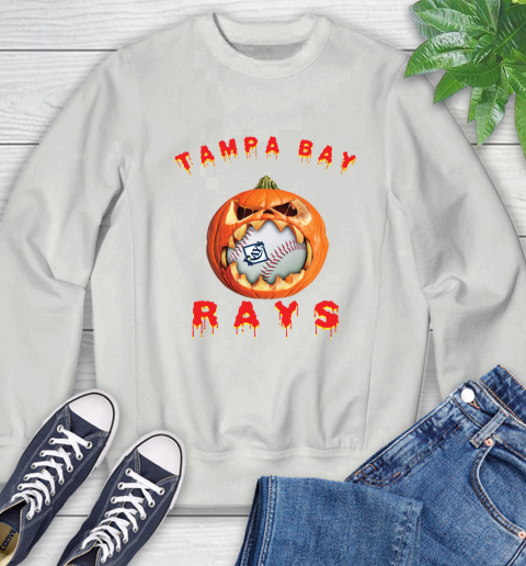 MLB Tampa Bay Rays Halloween Pumpkin Baseball Sports Sweatshirt 5