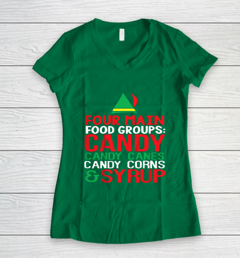 4 Main Food Groups Elf Buddy Christmas Women's V-Neck T-Shirt 3