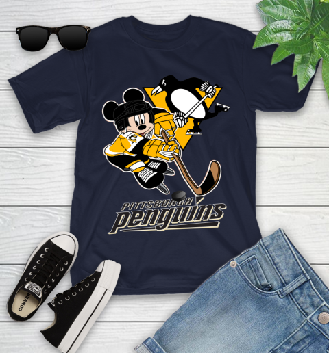 NHL Pittsburgh Penguins Mickey Mouse Disney Hockey T Shirt Youth T-Shirt 3