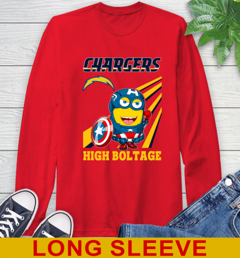 NFL Football Los Angeles Chargers Captain America Marvel Avengers Minion Shirt Long Sleeve T-Shirt 12