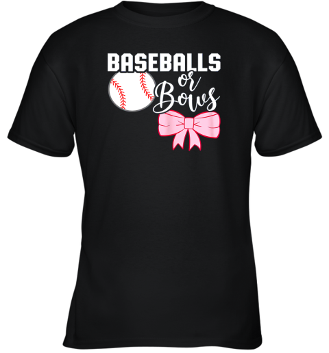 Cute Baseballs or Bows Gender Reveal  Team Boy or Team Girl Youth T-Shirt