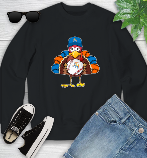 Miami Marlins Turkey thanksgiving Youth Sweatshirt 2