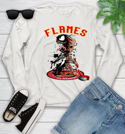 NHL Calgary Flames Hockey Venom Groot Guardians Of The Galaxy Youth Long Sleeve 12