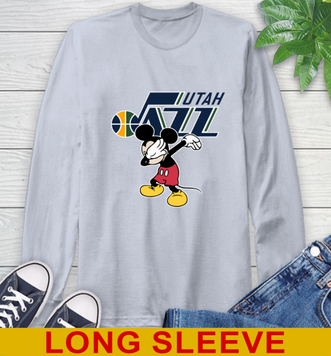 Utah Jazz NBA Basketball Dabbing Mickey Disney Sports Long Sleeve T-Shirt 6