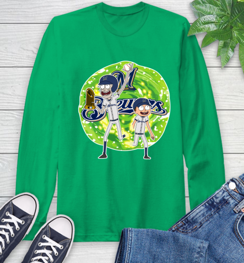 MLB Milwaukee Brewers Rick And Morty Commissioner's Trophy Baseball Sports Long Sleeve T-Shirt 7