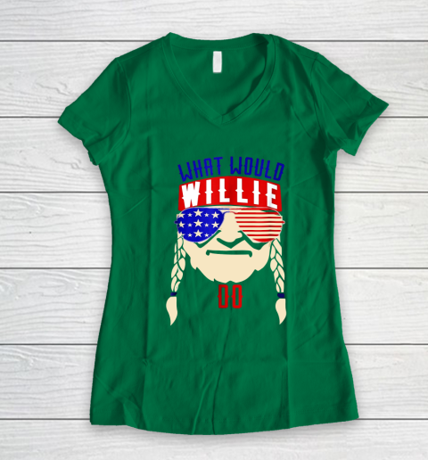 Willie Nelson shirt What would Willie do Women's V-Neck T-Shirt 3