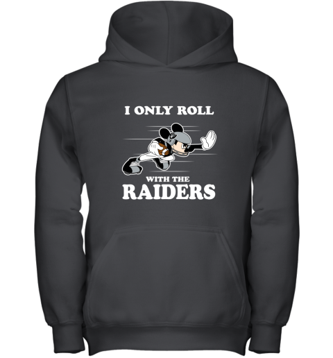 NFL Mickey Mouse I Only Roll With Oakland Raiders Youth Hoodie