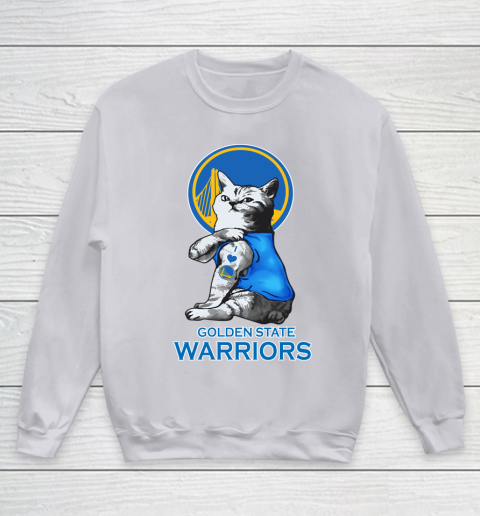 NBA Basketball My Cat Loves Golden State Warriors Youth Sweatshirt 3