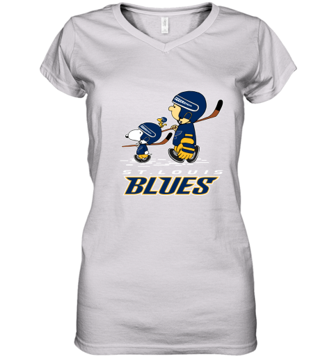 Let's Play St. Louis Blues Ice Hockey Snoopy NHL Women's V-Neck T-Shirt 