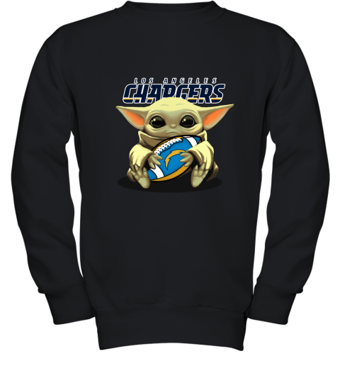 Baby Yoda Loves The Los Angeles Chargers Star Wars NFL Youth Sweatshirt