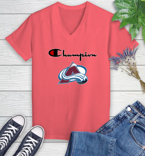 NHL Hockey Colorado Avalanche Champion Shirt Women's V-Neck T-Shirt 4