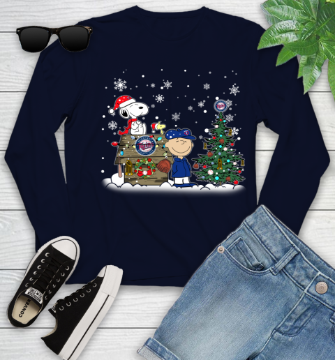 MLB Minnesota Twins Snoopy Charlie Brown Christmas Baseball Commissioner's Trophy Youth Long Sleeve 2