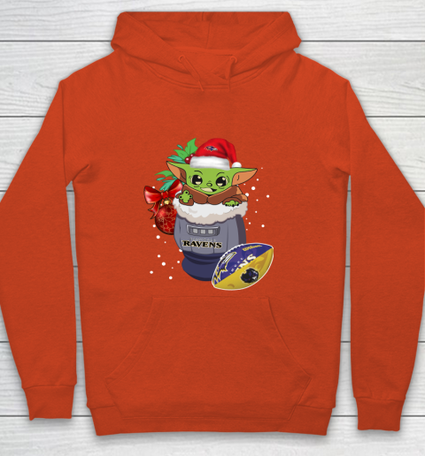 Baltimore Ravens Christmas Baby Yoda Star Wars Funny Happy NFL Youth Hoodie 4