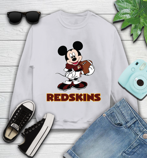 NFL Football Washington Redskins Cheerful Mickey Mouse Shirt Youth Sweatshirt 4