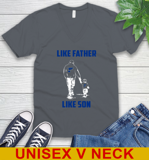 St.Louis Blues NHL Hockey Like Father Like Son Sports V-Neck T-Shirt 4