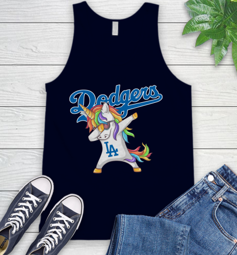 Los Angeles Dodgers MLB Baseball Funny Unicorn Dabbing Sports Tank Top 3