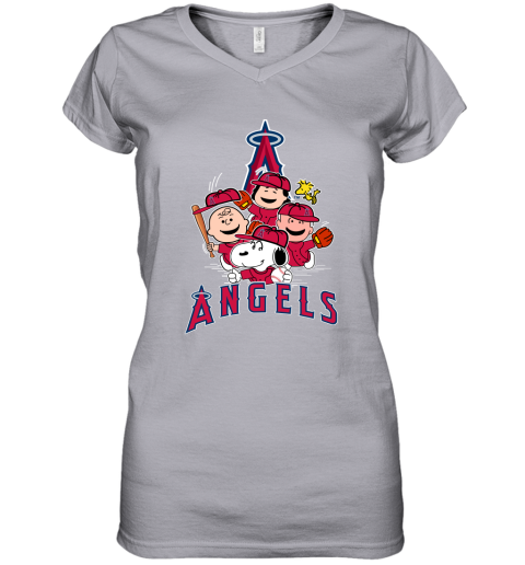 Snoopy And Charlie Brown Playing Baseball Los Angeles Angels T