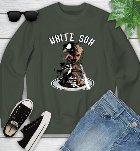 MLB Chicago White Sox Baseball Venom Groot Guardians Of The Galaxy Youth Sweatshirt 10