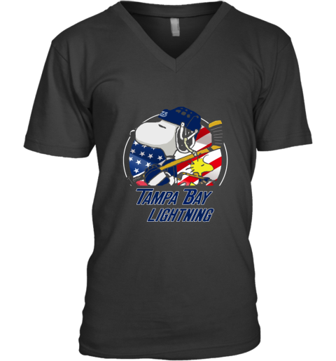 Tampa Bay lightning Ice Hockey Snoopy And Woodstock NHL V-Neck T-Shirt