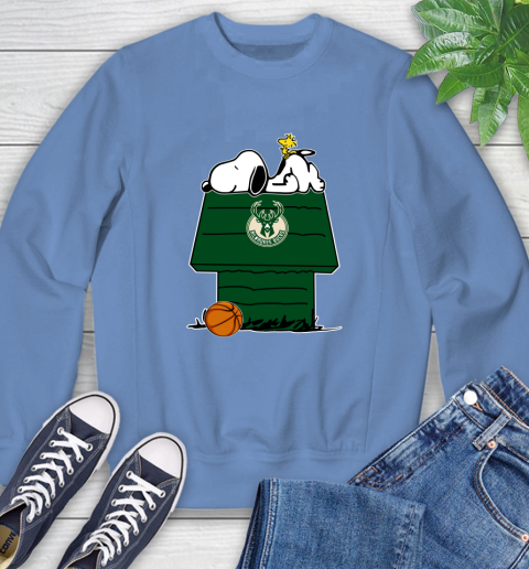 Milwaukee Bucks NBA Basketball Snoopy Woodstock The Peanuts Movie Sweatshirt 11