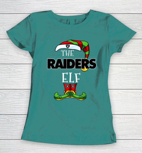 Oakland Raiders Christmas ELF Funny NFL Women's T-Shirt 10