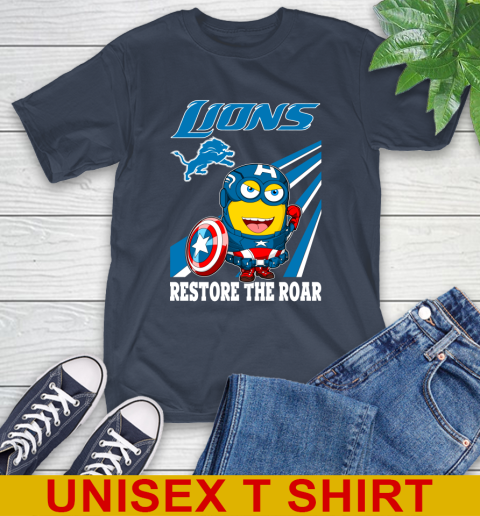 NFL Football Detroit Lions Captain America Marvel Avengers Minion Shirt T-Shirt 3