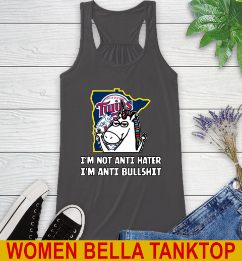 Minnesota Twins MLB Baseball Unicorn I'm Not Anti Hater I'm Anti Bullshit Racerback Tank 12