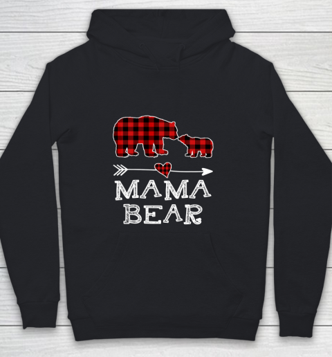 Mama Bear Christmas Pajama Red Plaid Buffalo Youth Hoodie