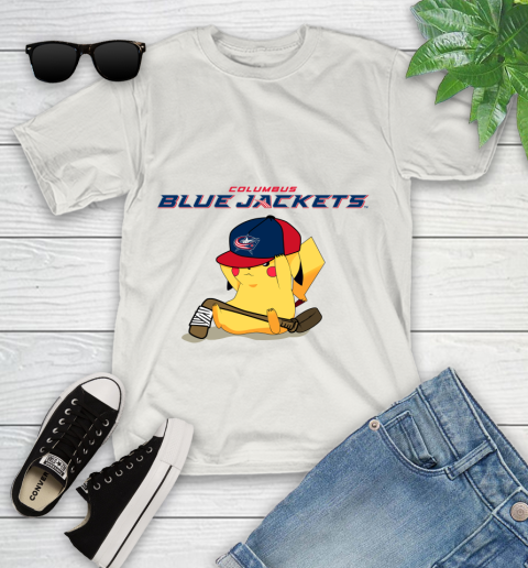 NHL Pikachu Hockey Sports Columbus Blue Jackets Youth T-Shirt 12