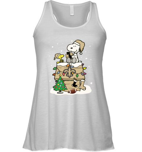 A Happy Christmas With New Orleans Saints Snoopy Racerback Tank